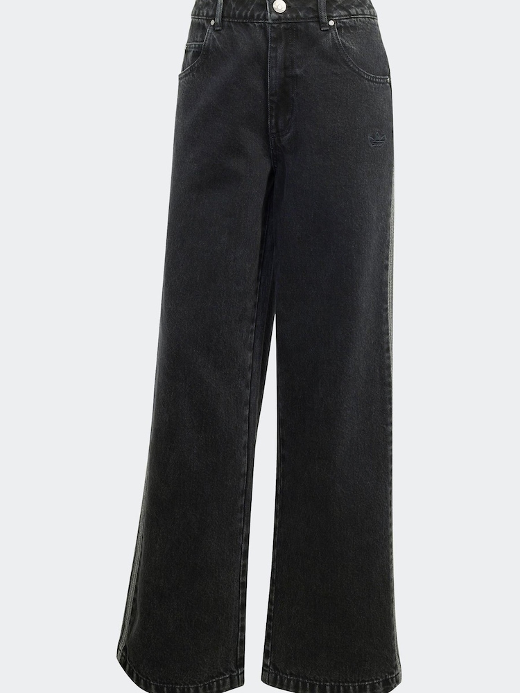 adidas Originals Black 3 Stripe Denim 100% Cotton Jeans - Image 10 of 10