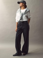 adidas Originals Black 3 Stripe Denim 100% Cotton Jeans - Image 2 of 10