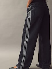 adidas Originals Black 3 Stripe Denim 100% Cotton Jeans - Image 3 of 10