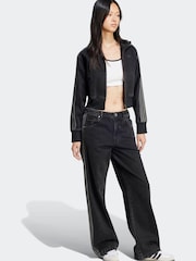 adidas Originals Black 3 Stripe Denim 100% Cotton Jeans - Image 5 of 10
