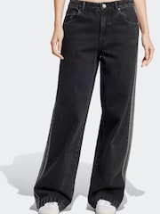 adidas Originals Black 3 Stripe Denim 100% Cotton Jeans - Image 6 of 10