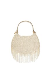 Dune London Cream Broadway Beaded Fringed Bag - Image 6 of 8