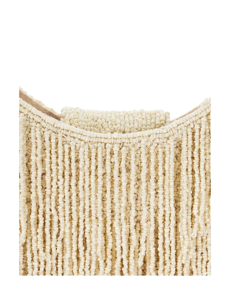Dune London Cream Broadway Beaded Fringed Bag - Image 8 of 8