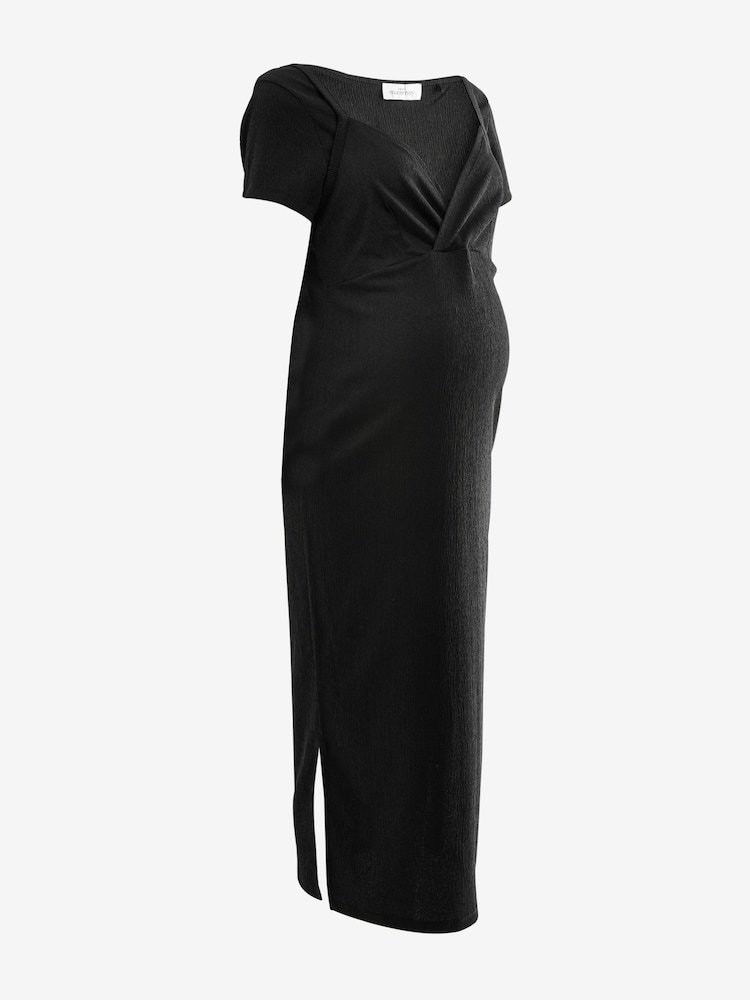 Black Maternity Nursing Shelf Dress - Image 8 of 10