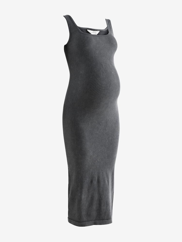 Charcoal Grey Maternity Square Neck Seamless Dress - Image 7 of 9