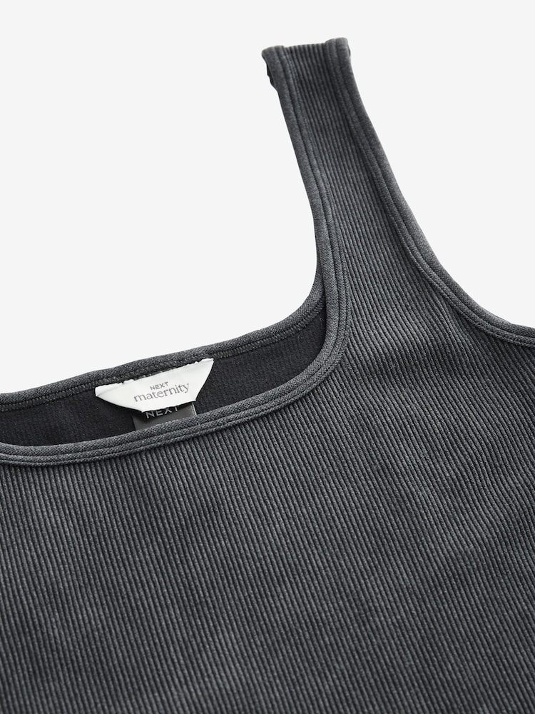 Charcoal Grey Maternity Square Neck Seamless Dress - Image 8 of 9