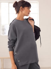 Charcoal Grey Maternity Nursing Soft Touch Sweat Top - Image 1 of 8