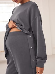 Charcoal Grey Maternity Nursing Soft Touch Sweat Top - Image 4 of 8