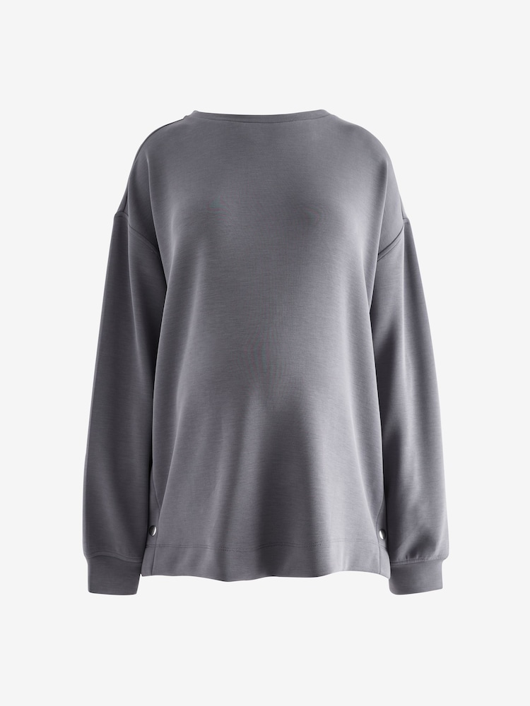 Gris de charbon de bois - Maternity Nursing Soft Touch Sweat Top - Image 5 of 8