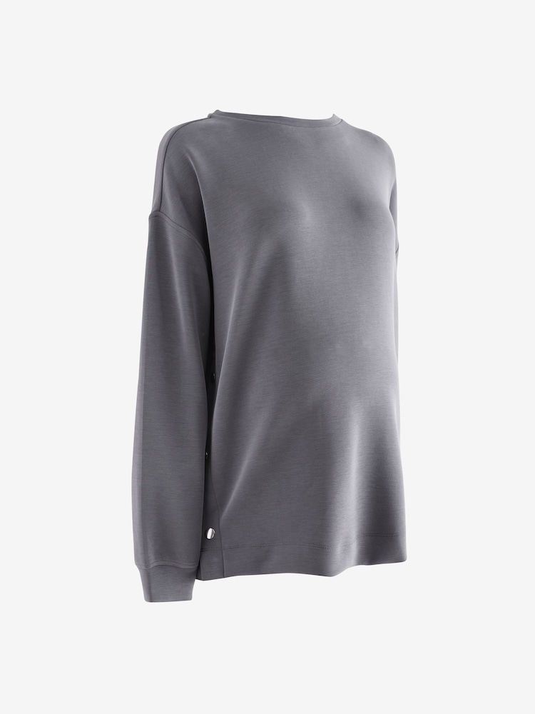 Gris de charbon de bois - Maternity Nursing Soft Touch Sweat Top - Image 6 of 8
