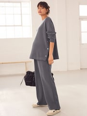 Charcoal Grey Maternity Soft Touch Wide Leg Joggers - Image 1 of 8