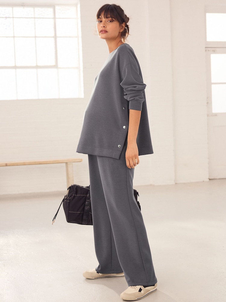 Charcoal Grey Maternity Soft Touch Wide Leg Joggers - Image 1 of 8