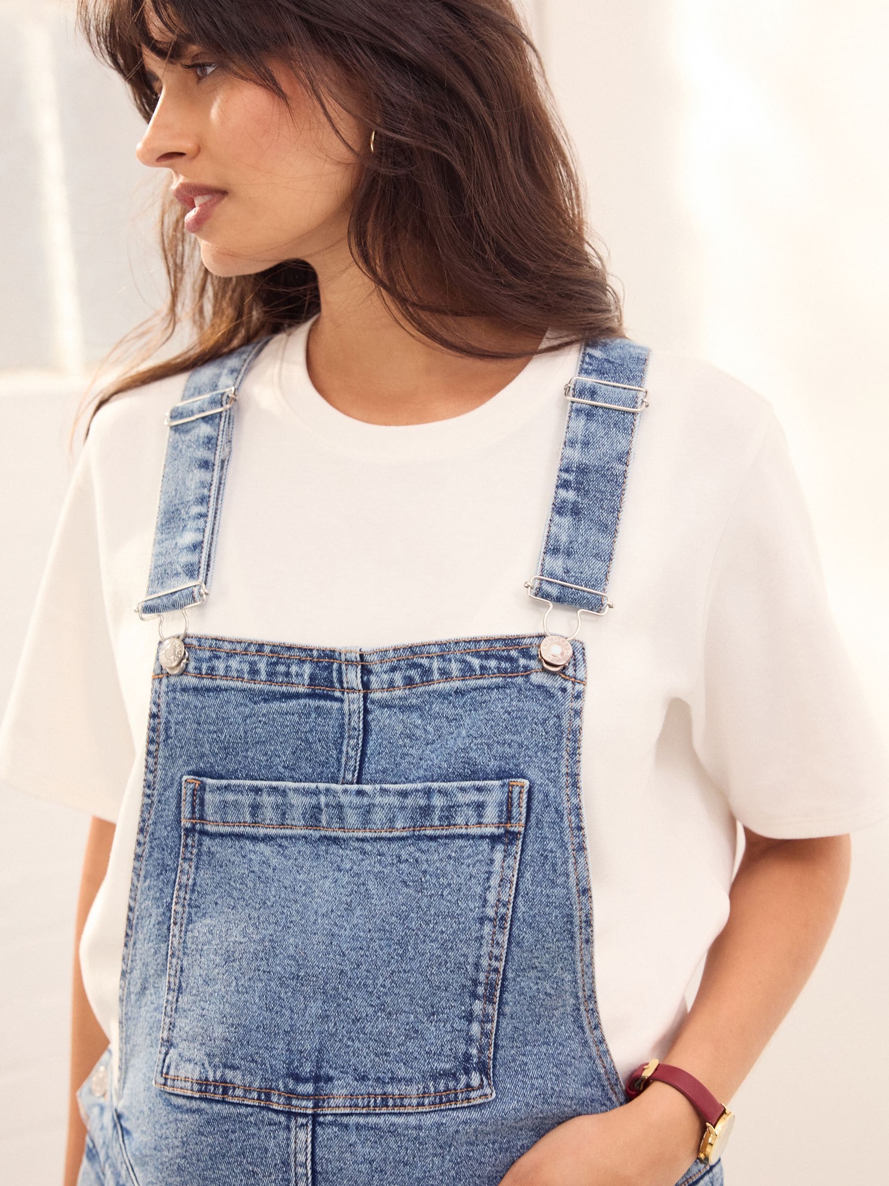Buy Dark Blue Maternity Denim Dungaree from Next USA