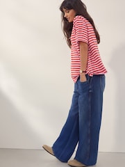 Dunkelblau - Jeans mit weitem Bein, 100 % Baumwolle (Umstandsmode) - Bild 1 von 9