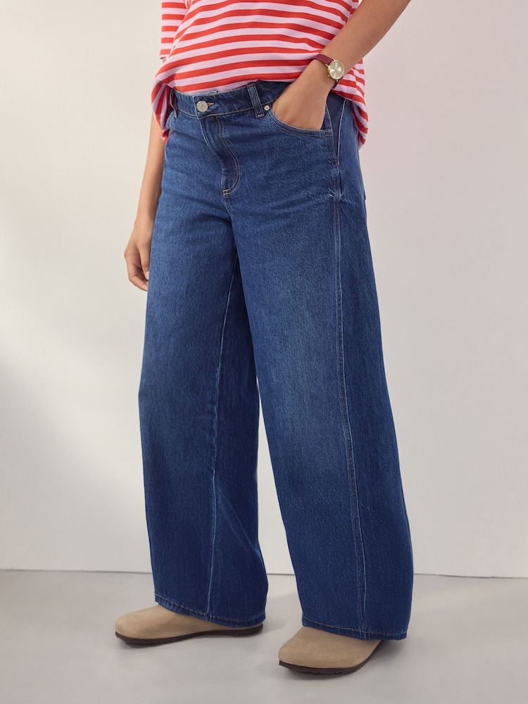 Dunkelblau - Jeans mit weitem Bein, 100 % Baumwolle (Umstandsmode) - Bild 2 von 9