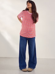 Dunkelblau - Jeans mit weitem Bein, 100 % Baumwolle (Umstandsmode) - Bild 4 von 9