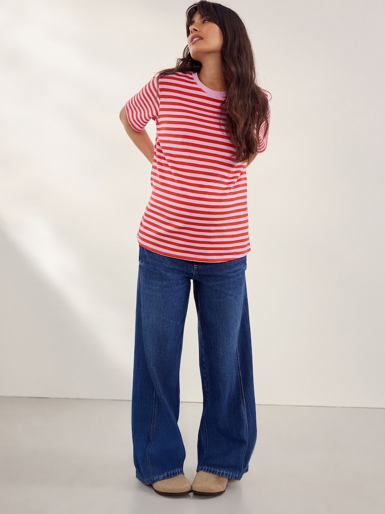 Dark Blue Maternity Wide Leg 100% Cotton Jeans - Image 4 of 9