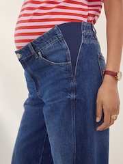 Dunkelblau - Jeans mit weitem Bein, 100 % Baumwolle (Umstandsmode) - Bild 5 von 9