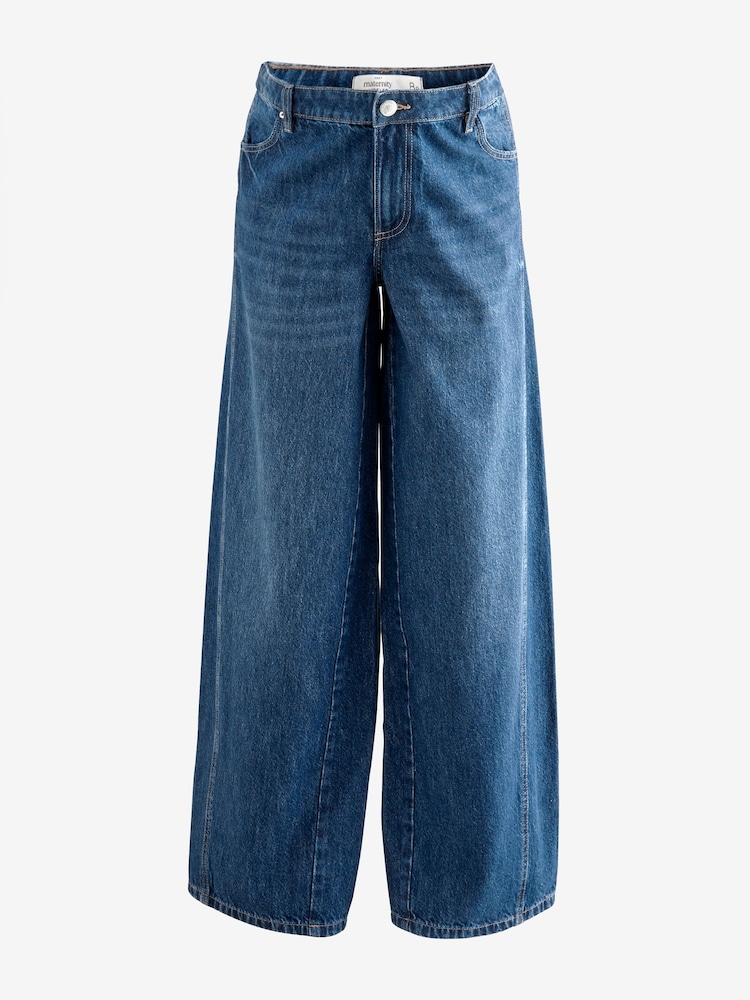 Dark Blue Maternity Wide Leg 100% Cotton Jeans - Image 6 of 9