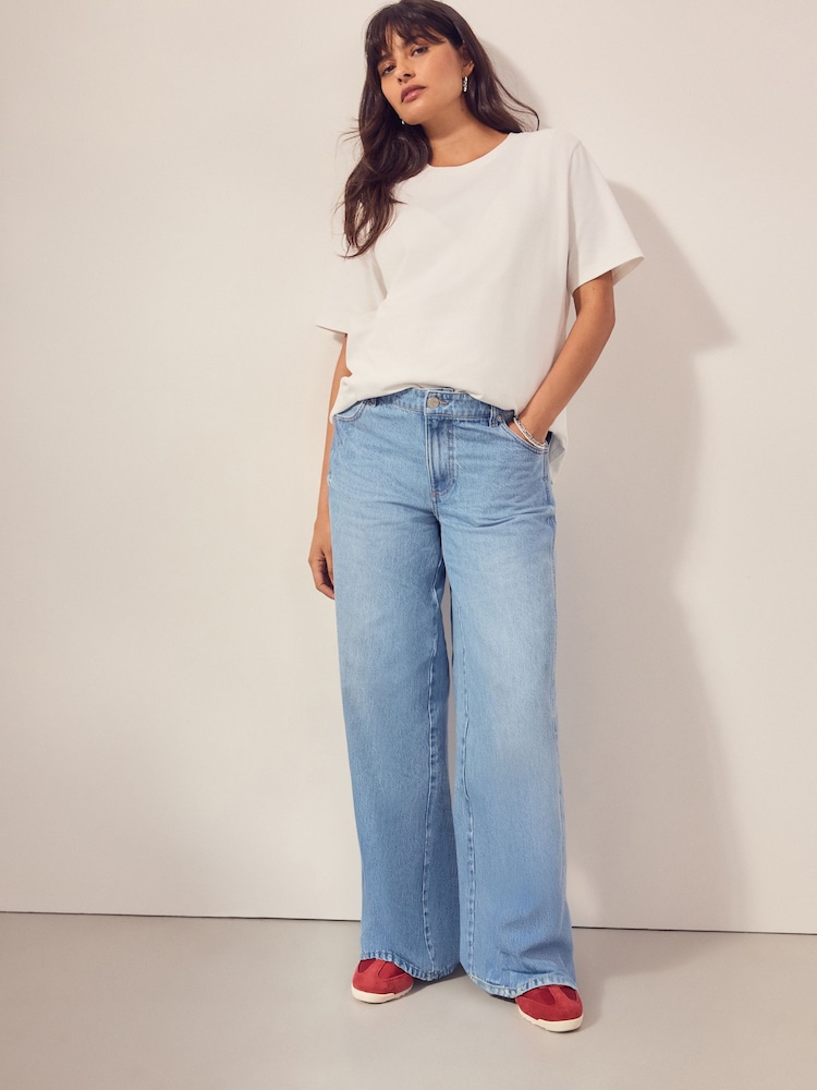 Hellblau - Jeans mit weitem Bein, 100 % Baumwolle (Umstandsmode) - Bild 2 von 9