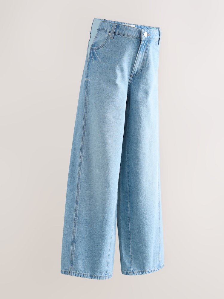 Light Blue Maternity Wide Leg 100% Cotton Jeans - Image 7 of 9