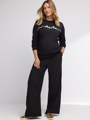 Noir - Pantalons de maternité à jambes larges - Image 1 de 8
