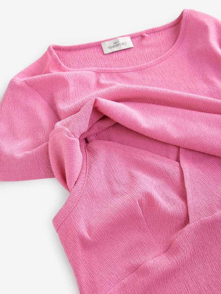 Pink Maternity Nursing Shelf Dress - Image 7 of 9