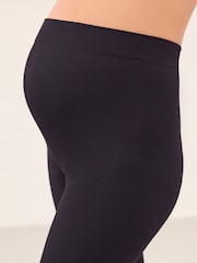 Black Maternity Ribbed Seamless Leggings - Image 5 of 8