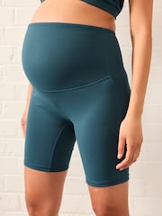 Teal Blue Maternity Sports Cycle Shorts - Image 5 of 9
