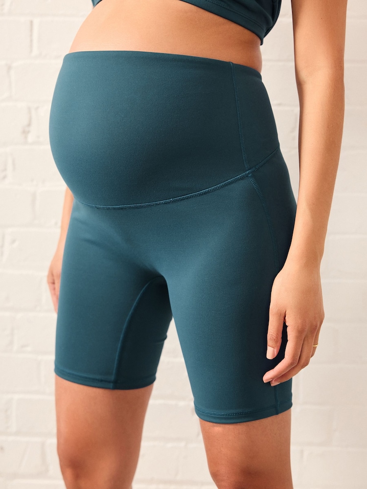 Teal Blue Maternity Sports Cycle Shorts - Image 5 of 9