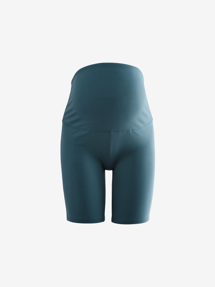 Teal Blue Maternity Sports Cycle Shorts - Image 6 of 9