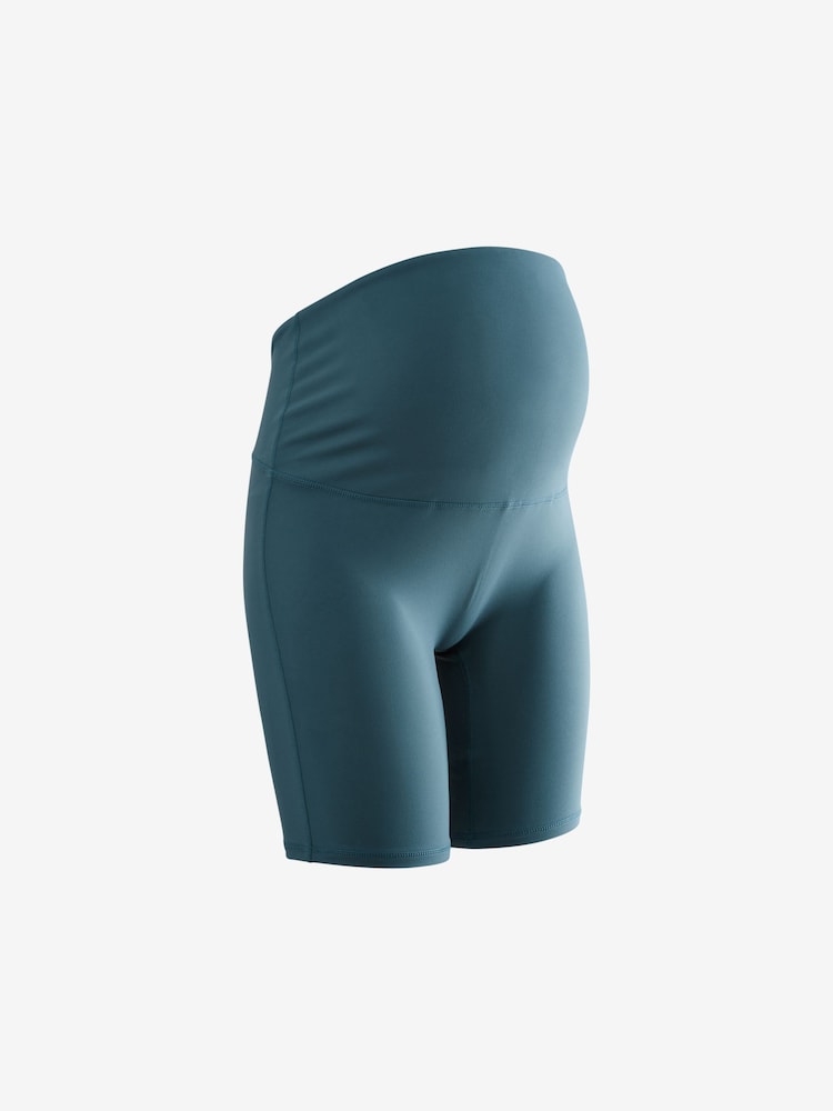 Teal Blue Maternity Sports Cycle Shorts - Image 7 of 9