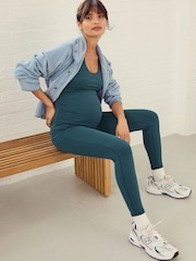 Teal Blue Matenity Sports Leggings - Image 1 of 9