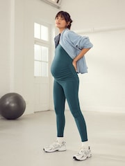 Teal Blue Matenity Sports Leggings - Image 2 of 9
