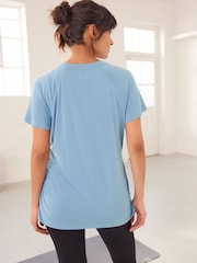 Teal Blue Maternity Ruched Side Top - Image 4 of 9