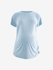 Teal Blue Maternity Ruched Side Top - Image 6 of 9