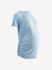 Teal Blue Maternity Ruched Side Top - Image 7 of 9