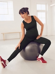 Black Maternity Sports Unitard Leggings - Image 1 of 7