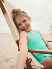 Mint Green Textured Swimsuit (3-16yrs) - Image 4 of 9