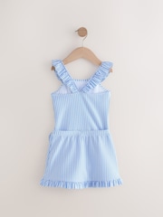 Blue/White Stripe Swimsuit, Swim Skirt & Scrunchie 3 Piece Set (3-16yrs) - Image 9 of 12