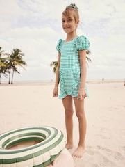 Green Gingham Swimsuit, Skirt & Scrunchie Set (3-16yrs) - Image 3 of 9