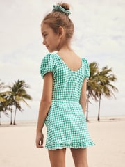 Green Gingham Swimsuit, Skirt & Scrunchie Set (3-16yrs) - Image 4 of 9