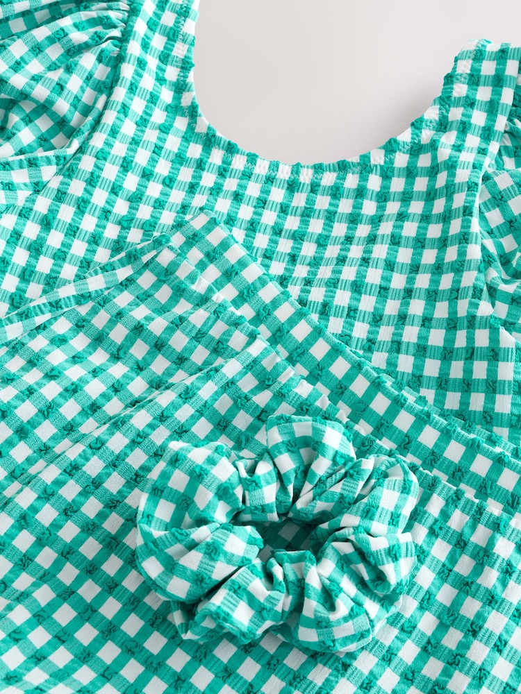 Green Gingham Swimsuit, Skirt & Scrunchie Set (3-16yrs) - Image 9 of 9