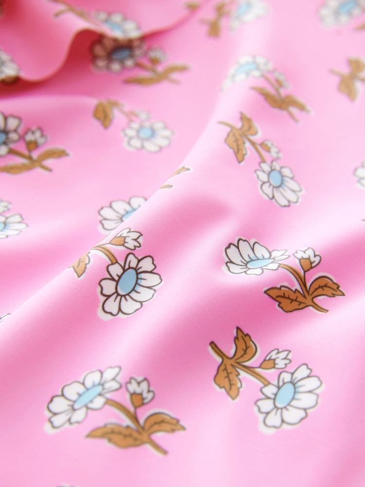 Pink Woodblock One Shoulder Ruffle Swimsuit (3-16yrs) - Image 7 of 7