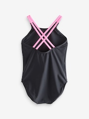 Black Double Strap Swimsuit (3-16yrs) - Image 9 of 9