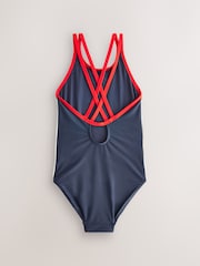 Eslogan en azul marino - Double Strap Swimsuit (3-16yrs) - Imagen 5 de 7