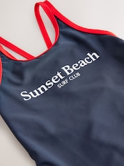 Eslogan en azul marino - Double Strap Swimsuit (3-16yrs) - Imagen 6 de 7