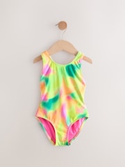 Yellow Tie Dye Sports Cross Back Swimsuit (3-16yrs) - Image 4 of 6
