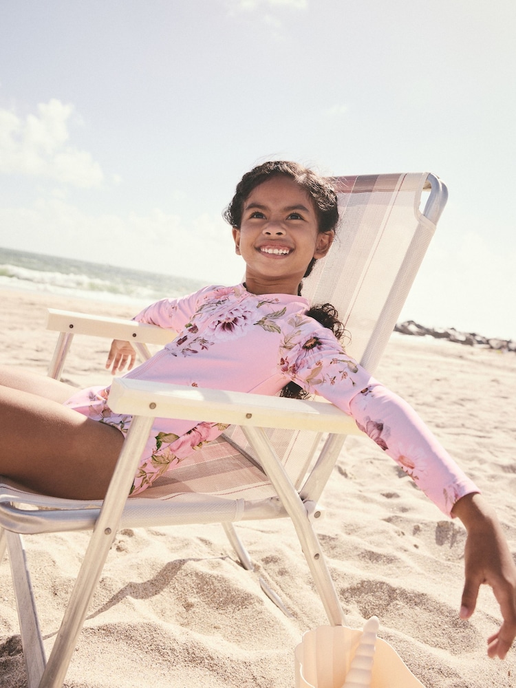Pink Floral Long Sleeved Swimsuit (3-16yrs) - Image 2 of 9