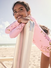 Pink Floral Long Sleeved Swimsuit (3-16yrs) - Image 5 of 9